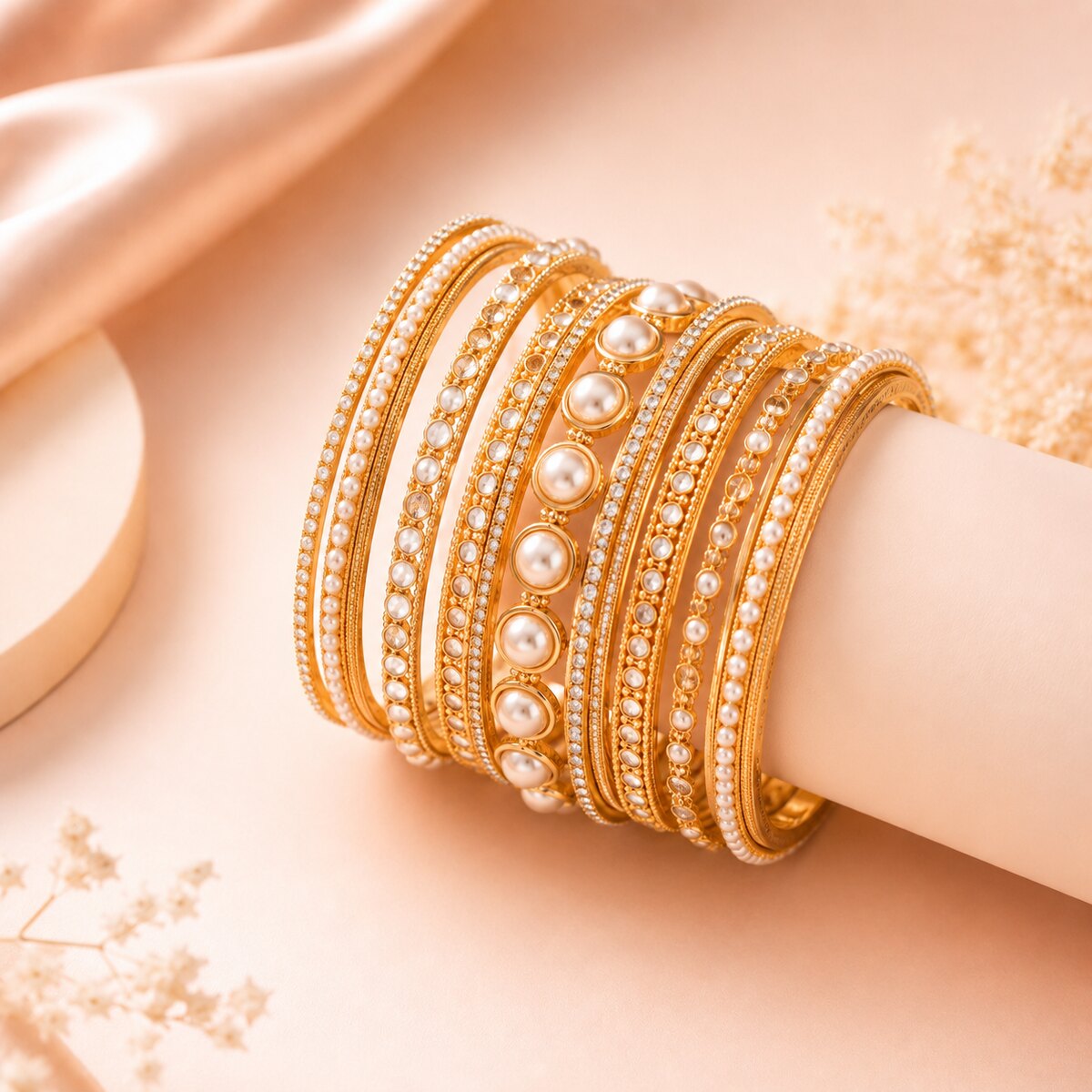Aira Pearl Accent Bangles